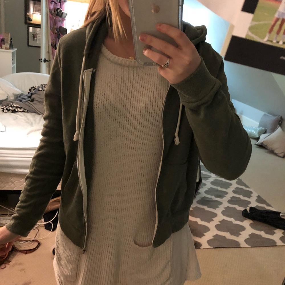 H&M army Green zip up hoodie